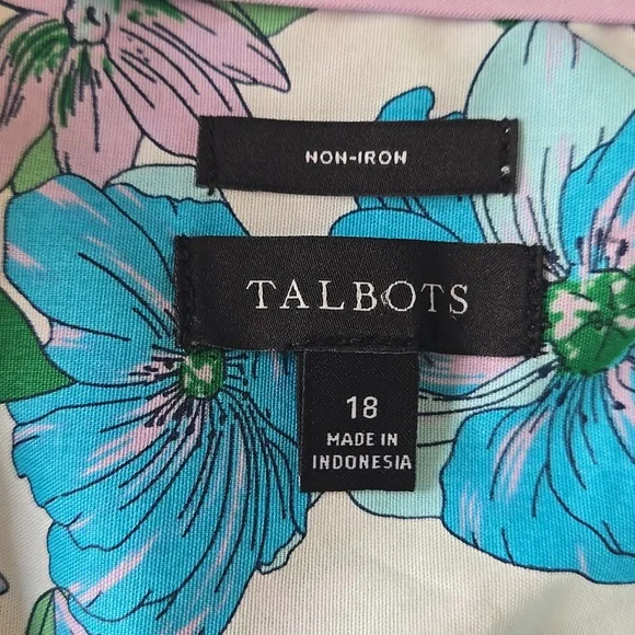 Talbots Floral Non Iron Sleeveless Shirt Spring Easter Classic Preppy - Picture 6 of 9